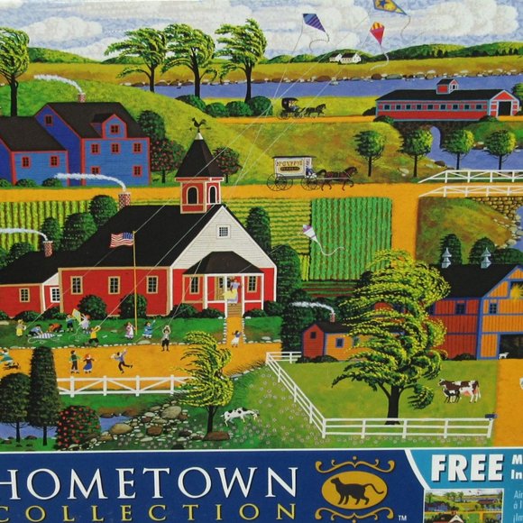 HERONIM Kite Flying at Recess JIGSAW PUZZLE 1000 Pieces School Farm Children - Picture 2 of 4